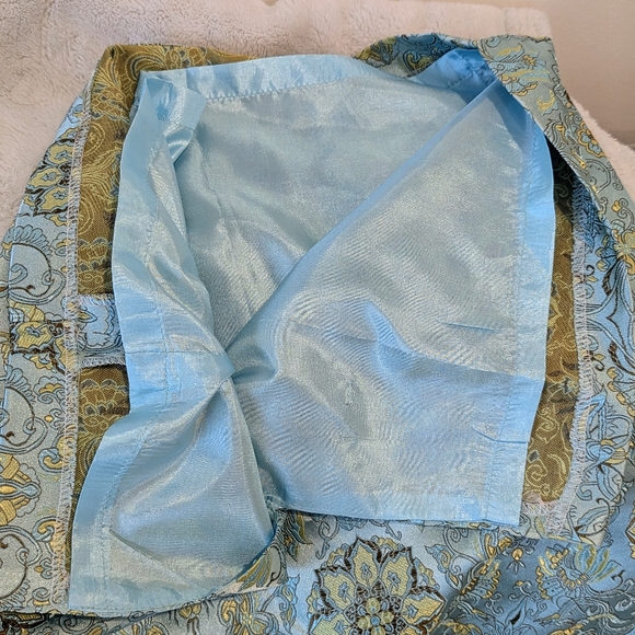 Vintage 90s Blue Floral Cheongsam Qipao Dress Fitted Sleeveless Chinese Lunar - Picture 11 of 16